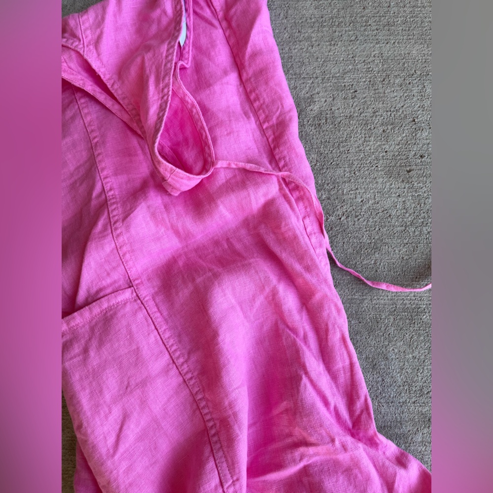 Athleta retreat linen romper medium tall hot pink onesie romper NWT - Picture 2 of 5